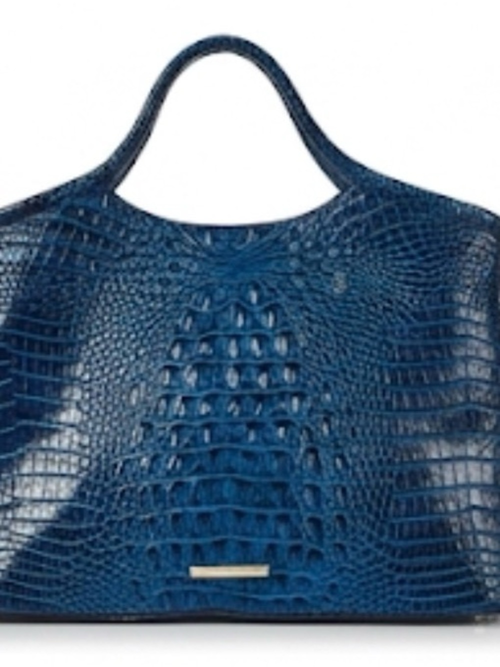 Brahmin Blue Croc-Embossed Leather Tote